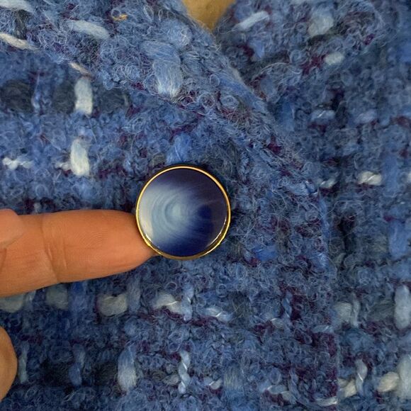 Slava Zaitsev Elegant Blue Tweed Women's Jacket, M - Picture 5 of 12